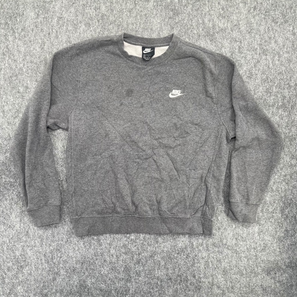 Nike Sweatshirt Mens Small Club Fleece Crewneck Gray Embroidered Logo